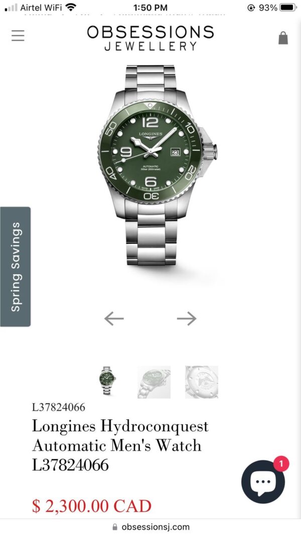 New Longines HydroConquest Stainless Steel Automatic Green Dial Men’s Watch - Image 2