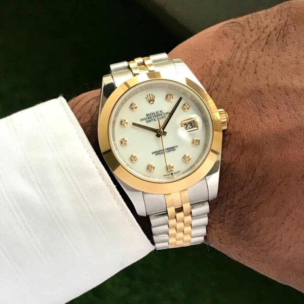 Rolex Date Just 41 Two Tone Jubli Chain White Dial Automatic Men’s Watch - Image 5