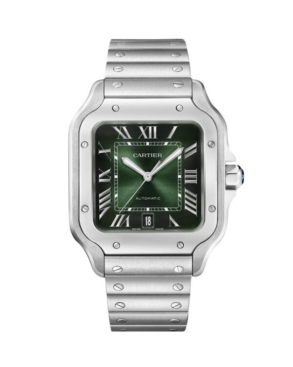 Cartier De Santosh Silver Green Dial Swiss ETA Movement Men’s Watch - Image 2