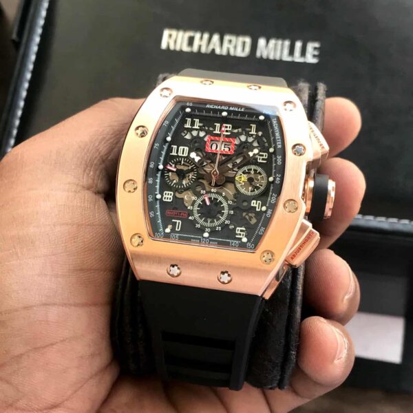 Richard Mille RM011-FM RoseGold Black Dial  Swiss Automatic Premium Mens Watch