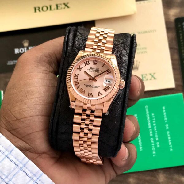 Rolex Date Just 28 Rose Gold Roman Numbers Swiss ETA Automatic Women’s Watch - Image 2