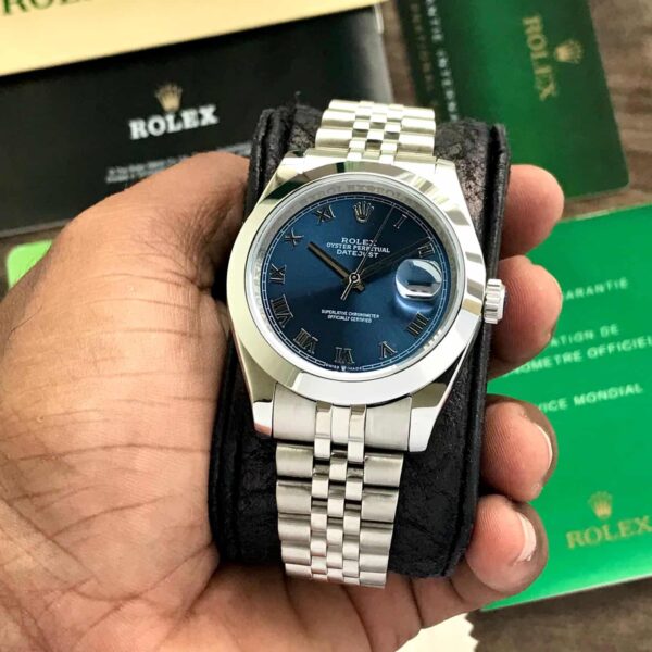 Rolex Date Just 41 Silver Blue Roman Numbers Japanese Automatic Men’s Watch