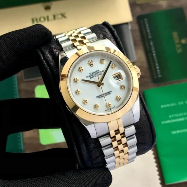 Rolex Date Just 41 Two Tone Jubli Chain White Dial Automatic Men’s Watch - Image 3