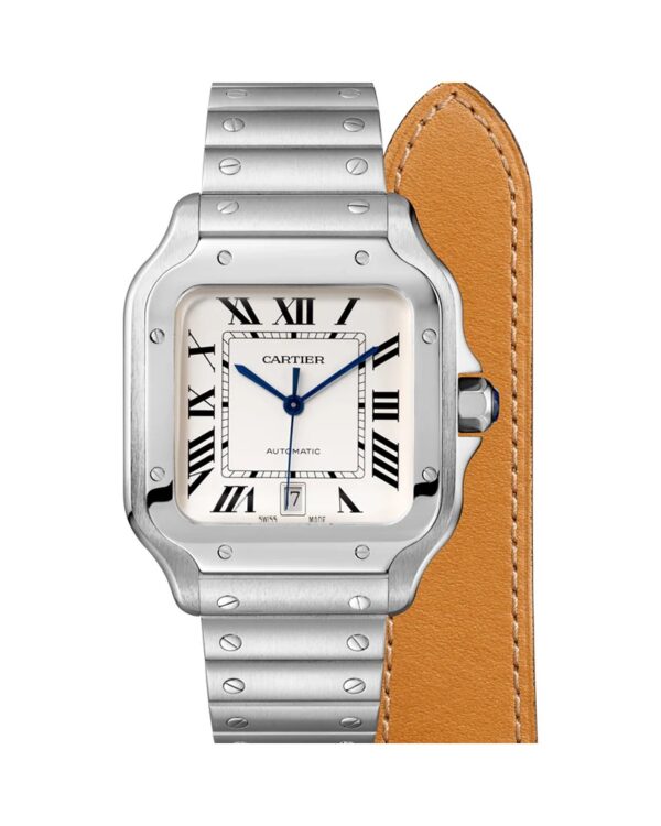 Santos De Cartier Large Swiss ETA Movement Automatic Men’s Watch With Interchangeable Metal & Leather Bracelet - Image 2