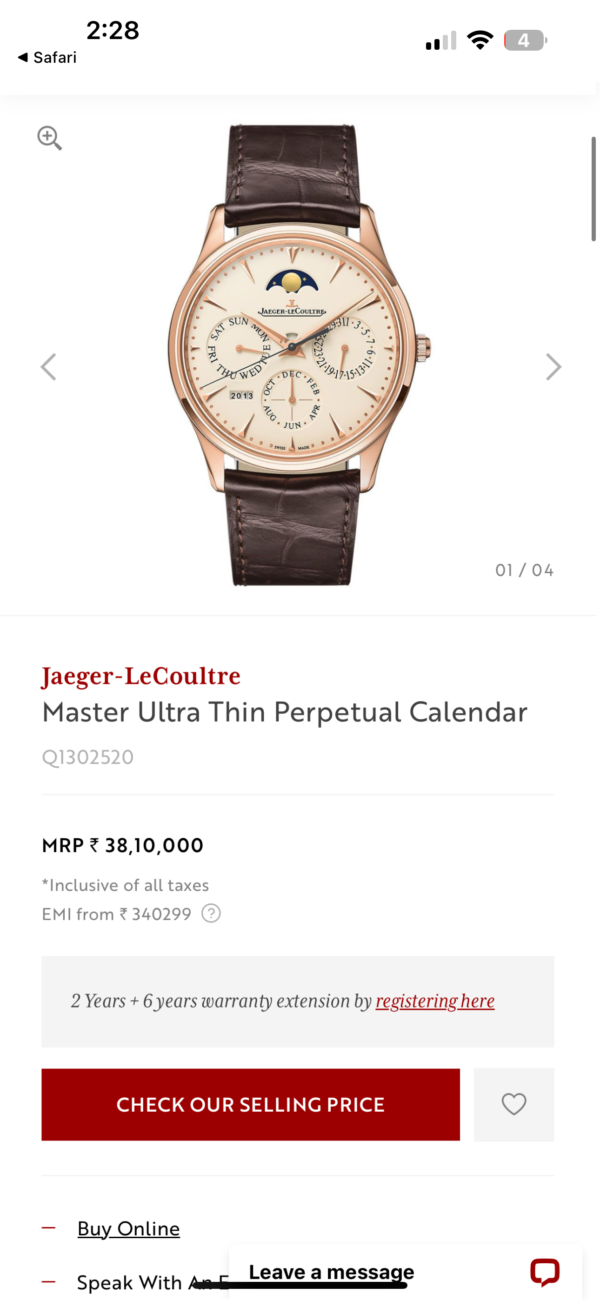 Jaeger-LeCoultreMaster Ultra Thin Perpetual Calendar Swiss ETA  Automatic Men’s Watch - Image 2