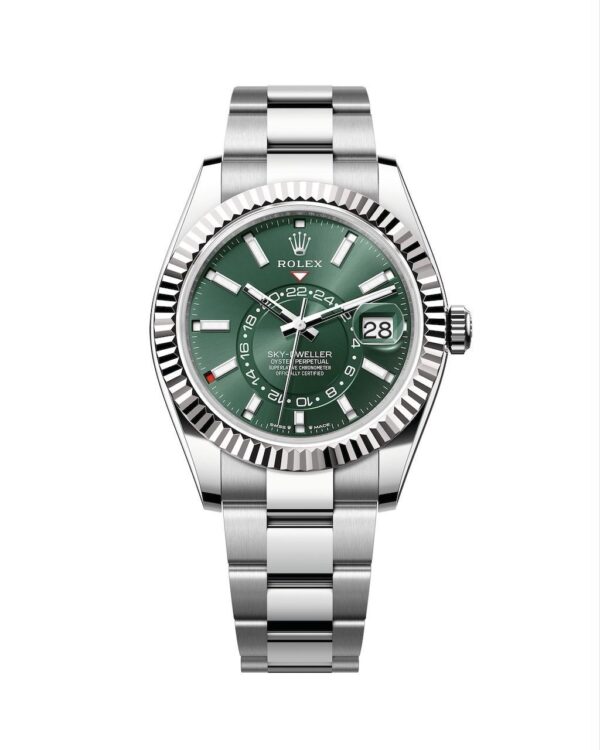 Rolex SkyDweller Silver Green Dial Oyster Chain Belt Automatic Men’s Watch - Image 2