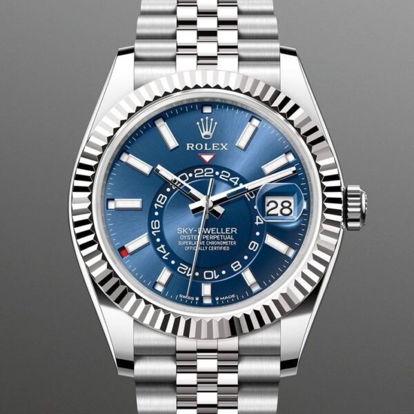 Rolex SkyDweller Silver Blue Dial Jubli Chain Automatic Men’s Watch - Image 3