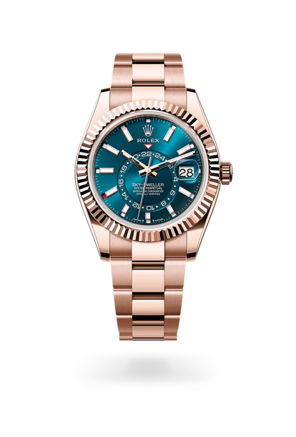 Rolex SkyDweller Rose Gold Blue Dial Oyster Chain Automatic Mens Watch - Image 2