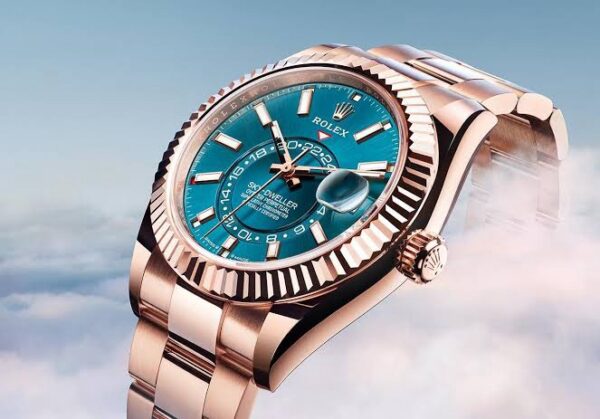 Rolex SkyDweller Rose Gold Blue Dial Oyster Chain Automatic Mens Watch - Image 5