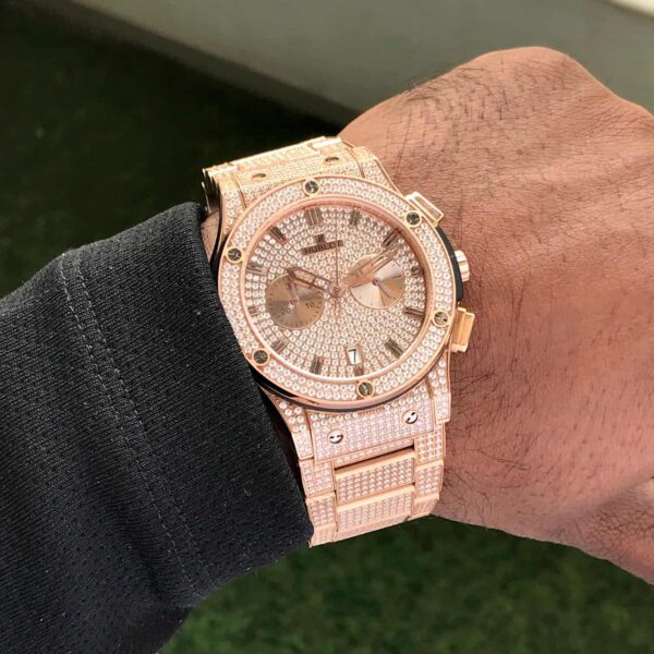 Hublot Big Bang Full Diamond Japanese Quality Rose gold Men’s Watch - Image 4