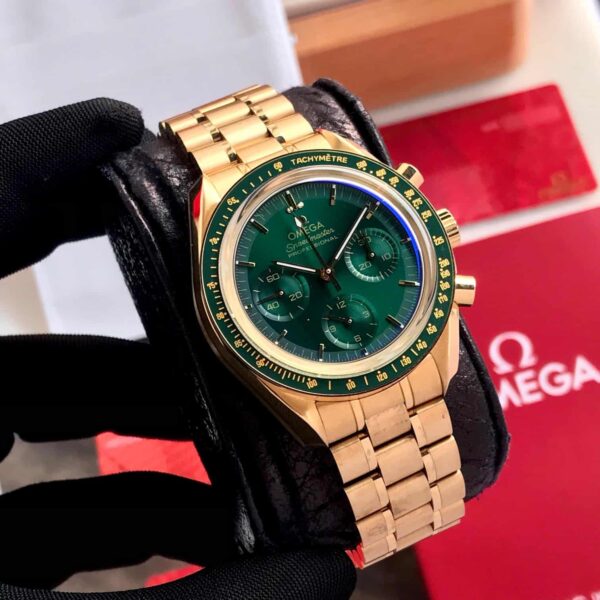 Omega Speedmaster Moonwatch Professional Golden Green Dial Swiss ETA Automatic Men’s Watch