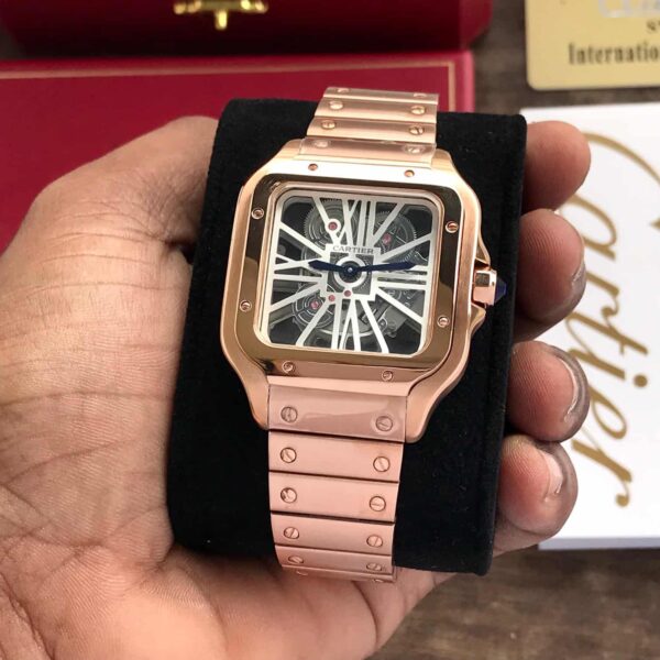 Cartier Santos De Skeleton Rosegold Automatic Men's Watch