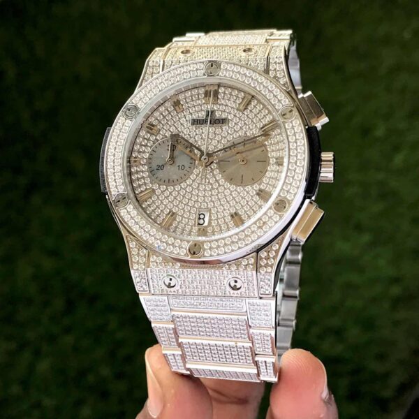 Hublot Big Bang Full Silver Diamond Japanese Quality Men’s Watch - Image 2