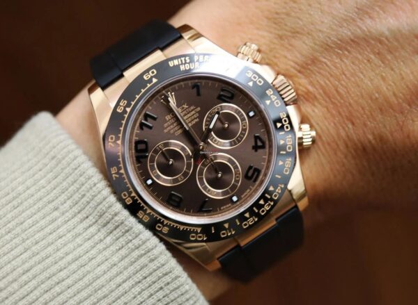 Rolex Cosmograph Daytona Chocolate Index Oysterflex Everose Gold Swiss ETA Mens Watch - Image 6