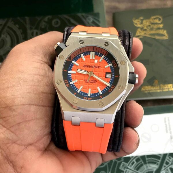 Audemars Piguet Royal Oak Offshore  Stainless Steel Orange Dial Automatic Mens Watch