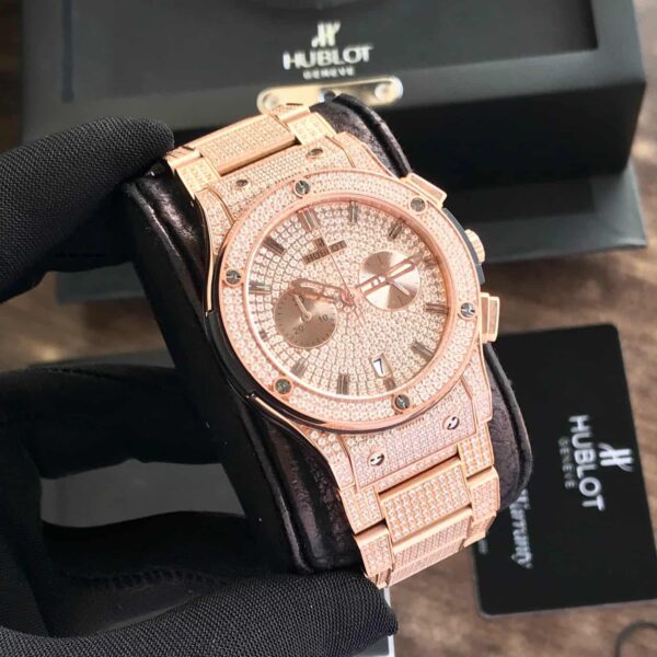 Hublot Big Bang Full Diamond Japanese Quality Rose gold Men’s Watch - Image 3