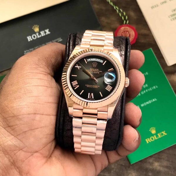 Exclusive Rolex Day Date 2024 Rosegold Black Dial Swiss ETA Automatic Men’s Watch - Image 4