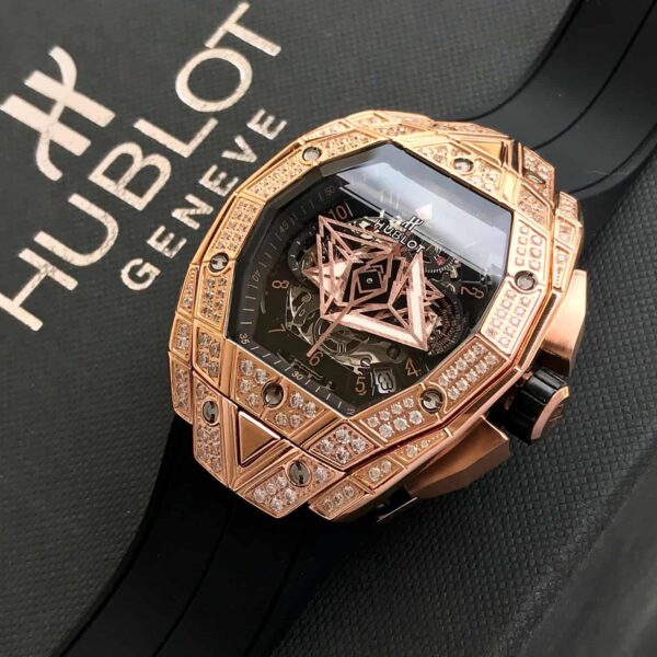 Hublot Big Bang Sang Blue King Gold Pave 42mm Dimond Bazel Mens Watch - Image 3