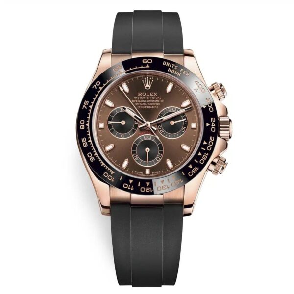 Rolex Cosmograph Daytona Chocolate Index Oysterflex Everose Gold Swiss ETA Mens Watch - Image 2