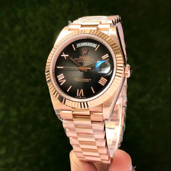 Exclusive Rolex Day Date 2024 Rosegold Black Dial Swiss ETA Automatic Men’s Watch - Image 3