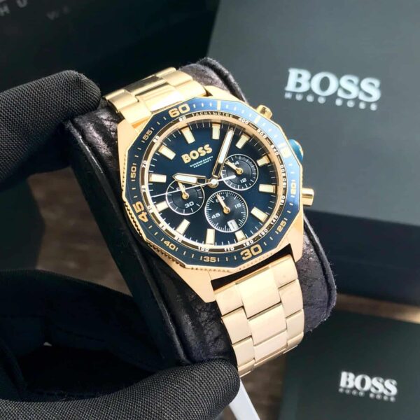 Hugo Boss 1513973  Gold Blue Dial Chronograph Men’s Watch - Image 5