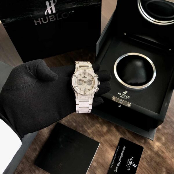 Hublot Big Bang Full Silver Diamond Japanese Quality Men’s Watch - Image 7