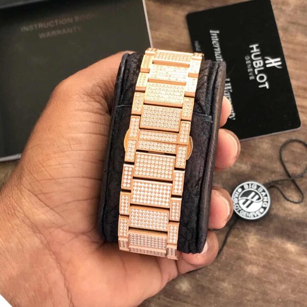 Hublot Big Bang Full Diamond Japanese Quality Rose gold Men’s Watch - Image 6