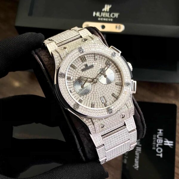 Hublot Big Bang Full Silver Diamond Japanese Quality Men’s Watch - Image 3