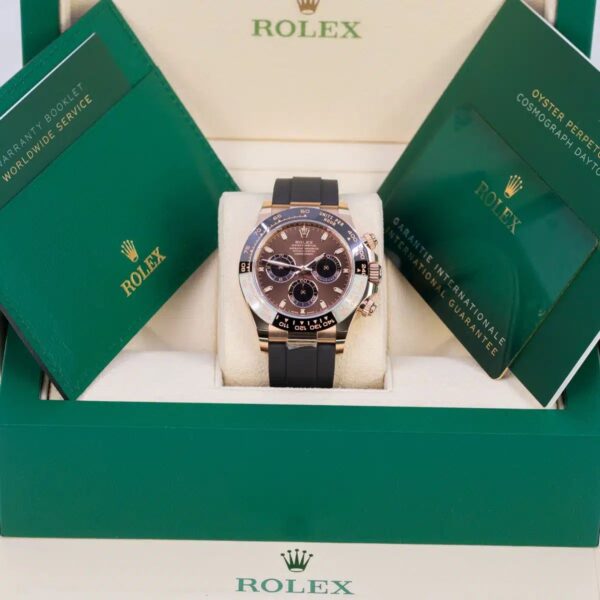 Rolex Cosmograph Daytona Chocolate Index Oysterflex Everose Gold Swiss ETA Mens Watch - Image 10