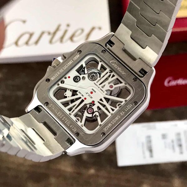 Cartier Santos De Skeleton Stainlees Steel Automatic Mens Watch - Image 7