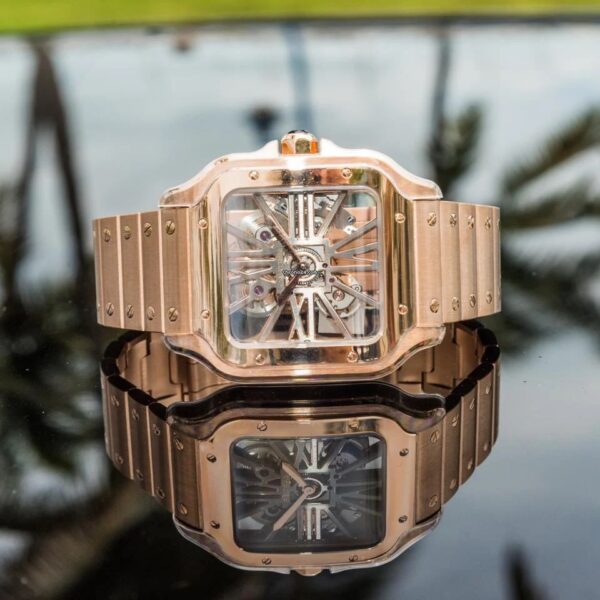 Cartier Santos De Skeleton Rosegold Automatic Men's Watch - Image 5