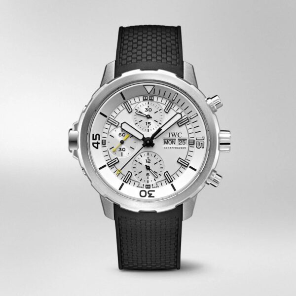 IWC Aquatimer Chronograph’s Day Date White Dial Black Belt Mens Watch - Image 2