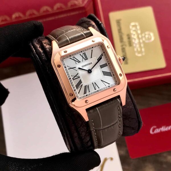 Cartier De Santos Dumont Premium RoseGold White Dial Unisex Watch