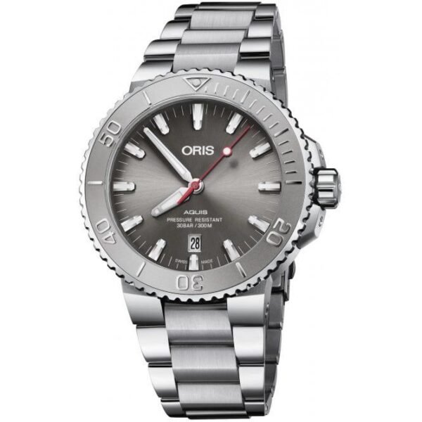 Oris Aquis Date Authentic Silver Grey Dial Automatic Mens Watch - Image 2