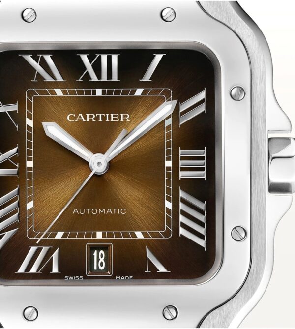 Cartier Santos De Silver Brown Swiss ETA Movement Automatic Men’s Watch - Image 6