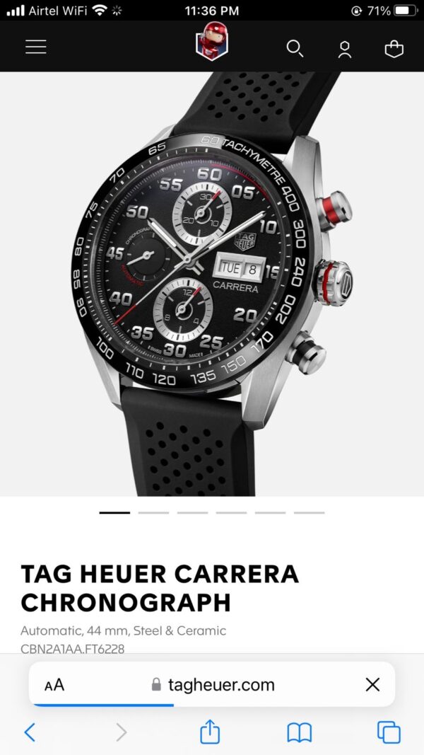 Tag Heuer Carrera Steel & Ceramic Automatic Black Fiber Men’s Watch - Image 2