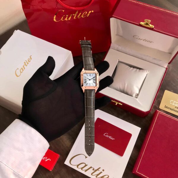 Cartier De Santos Dumont Premium RoseGold White Dial Unisex Watch - Image 8