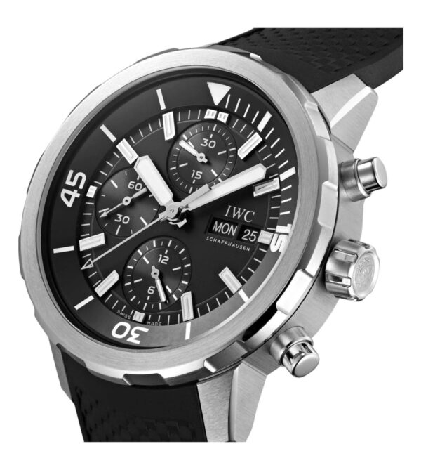 IWC Aquatimer Chronograph’s Day Date Black Dial Black Belt Men's Watch - Image 4