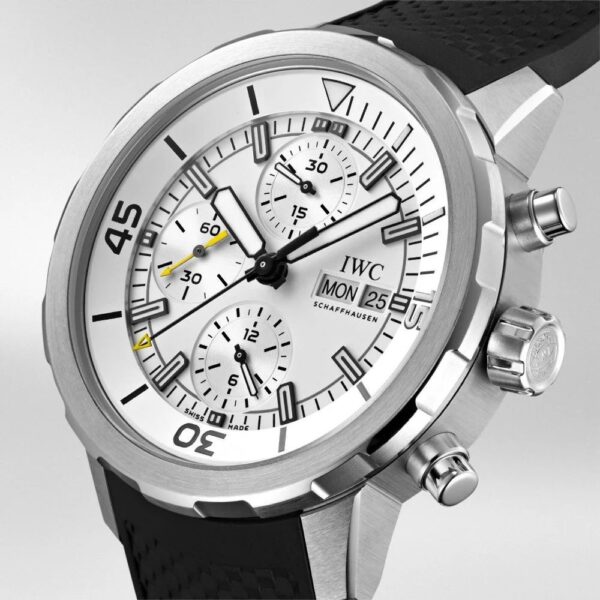 IWC Aquatimer Chronograph’s Day Date White Dial Black Belt Mens Watch - Image 4