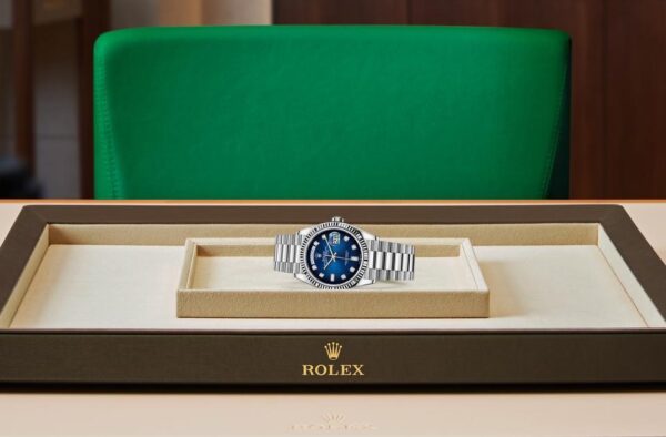 Rolex Day Date 36mm Silver Blue Swiss ETA Watch - Image 7