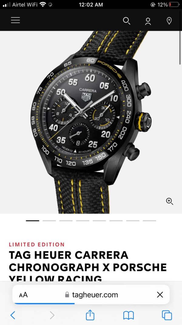 TAG Heuer Carrera X Porsche Yellow Racing Premium Men’s Watch - Image 2