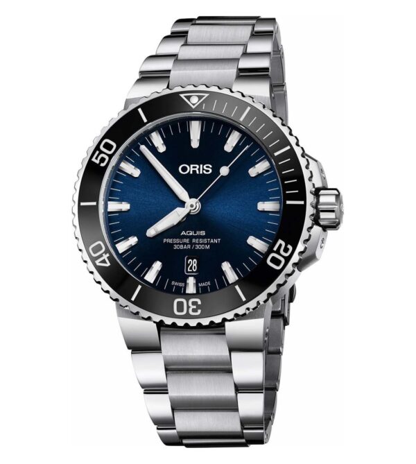 Oris Aquis Date Authentic Automatic Silver Blue Men's Watch - Image 2