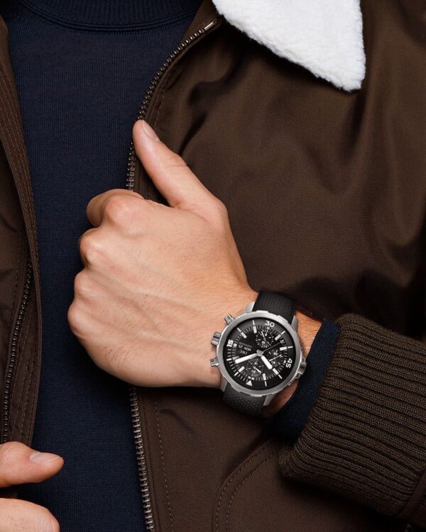 IWC Aquatimer Chronograph’s Day Date Black Dial Black Belt Men's Watch - Image 10