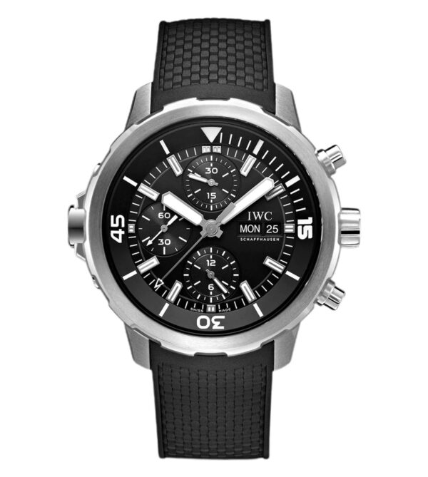 IWC Aquatimer Chronograph’s Day Date Black Dial Black Belt Men's Watch - Image 2