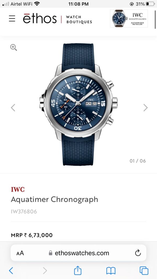 IWC Aquatimer Chronograph Premium Japanese Mens Watch - Image 2