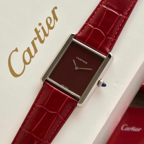 Cartier Tank Must Japanese Large Silver Red Unisex  Watch - Image 3