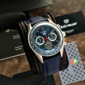 Tag Heuer Carrera Tourbillon 42mm Silver Blue Dial Mens Watch