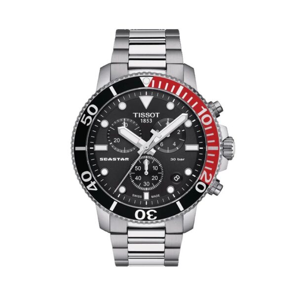 Tissot Seastar 1000 Chronograph’s Silver Black Dial Authentic Quality Men’s Watch - Image 3