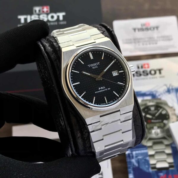 Tissot Poweromatic PRX 100% Authentic Silver Black Dial Automatic Mens Watch