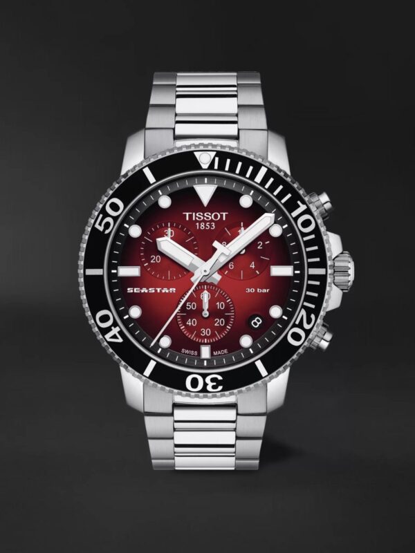 Tissot Seastar 1000 Chronograph Burgundy Dial Stainless Steel Chain Quartz Movement Men’s Watch - Image 2